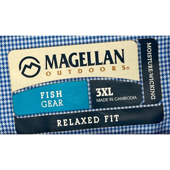 Magellan Outdoors Mens Fish Gear 3XL Relaxed Fit Blue Short Sleeve Shirt - Picture 8 of 12
